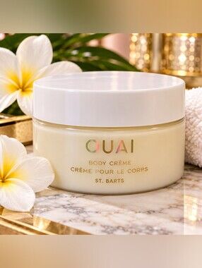 OUAI Body Crème in cream jar with white lid
